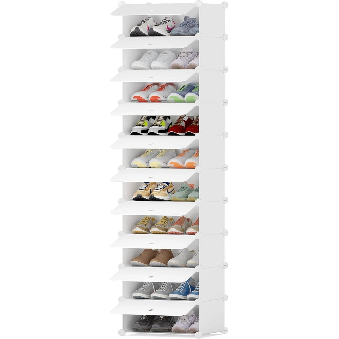 Forma equilibrata scaffali portascarpe bianco