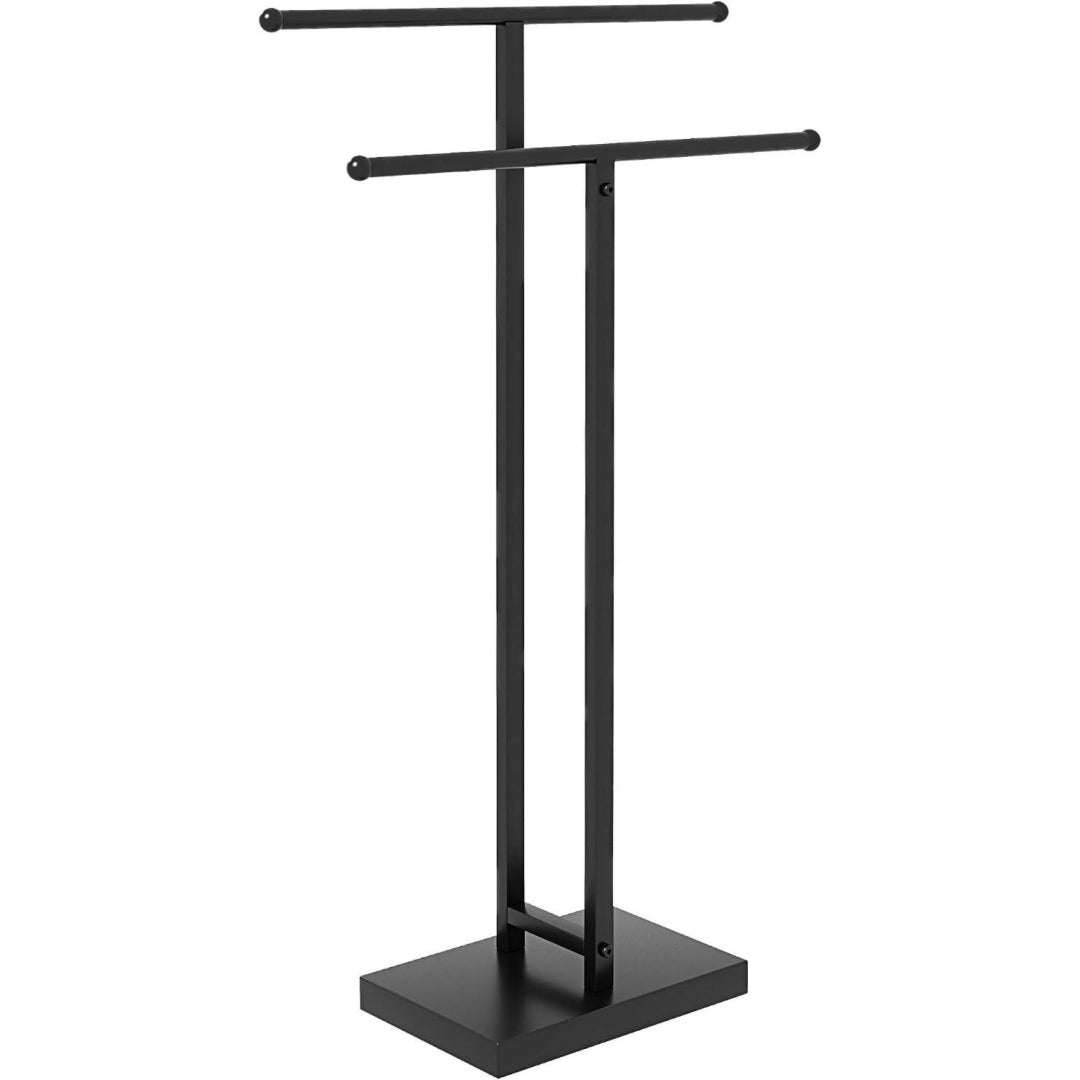 Forma equilibrata portasciugamani da terra in metallo antiscivolo nero