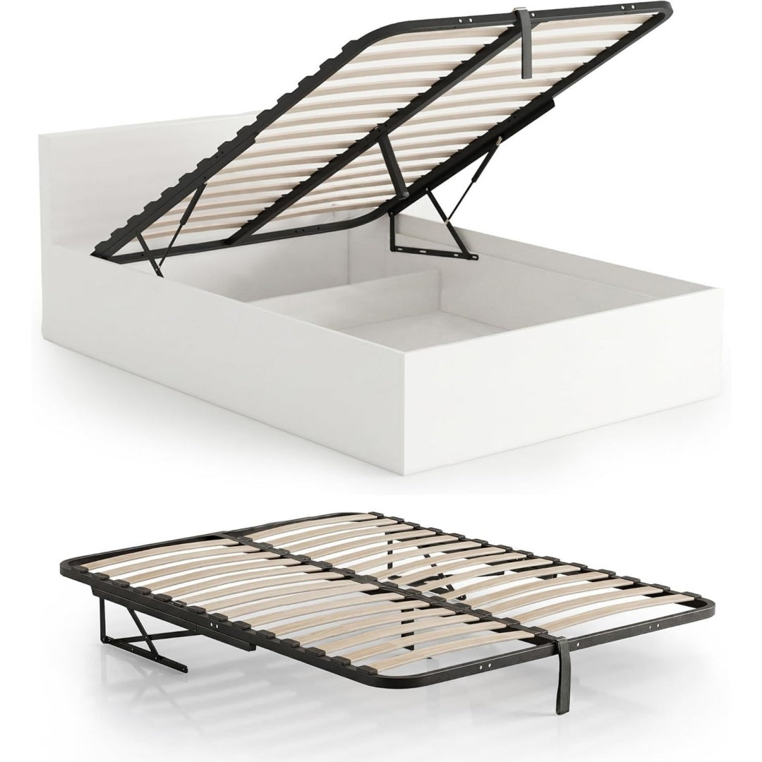 Forma equilibrata doghe letto in legno con contenitore nero