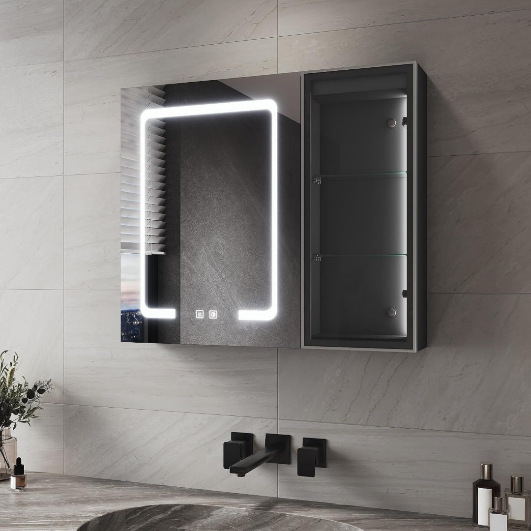 Eleganza pratica armadietti a specchio in vetro regolabile illuminato