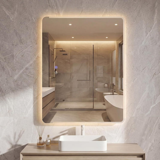 Forma equilibrata specchi da parete in vetro illuminato da parete